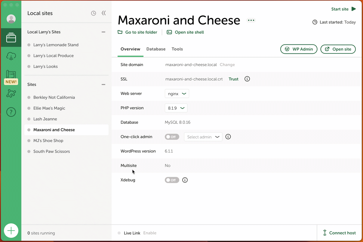 Create a group by selecting the sites and right clicking.